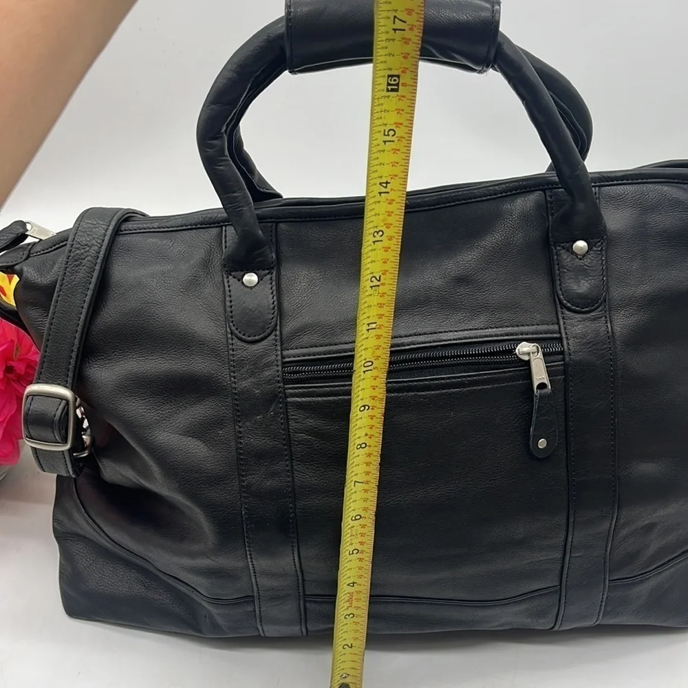 Canyon Outback Large Black Duffle Weekender Premium Quality Leather Bag TOT10064